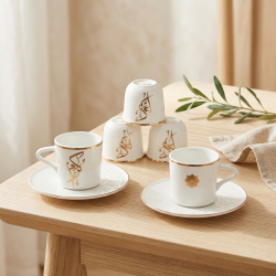 Coffee Cup and Saucer Set - 6 Pcs